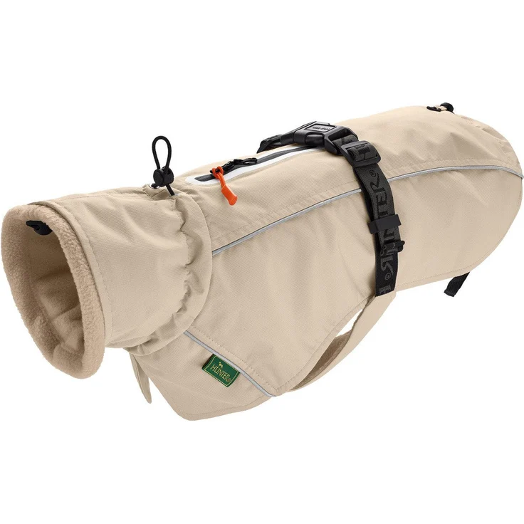 Hunter Tierbedarf Hundemantel Nordby Mops & Co. creme - Reflektierende Paspeln, elastische Schlaufen, maschinenwaschbar – Bild 1