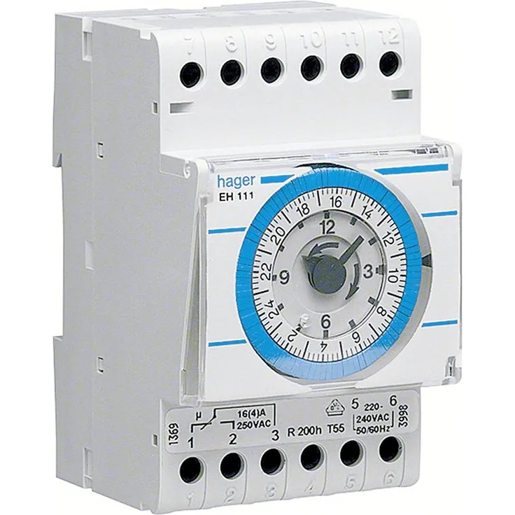 Hager, Zeitschaltuhr mit Gangreserve, elektromechanisch, 1W/16A