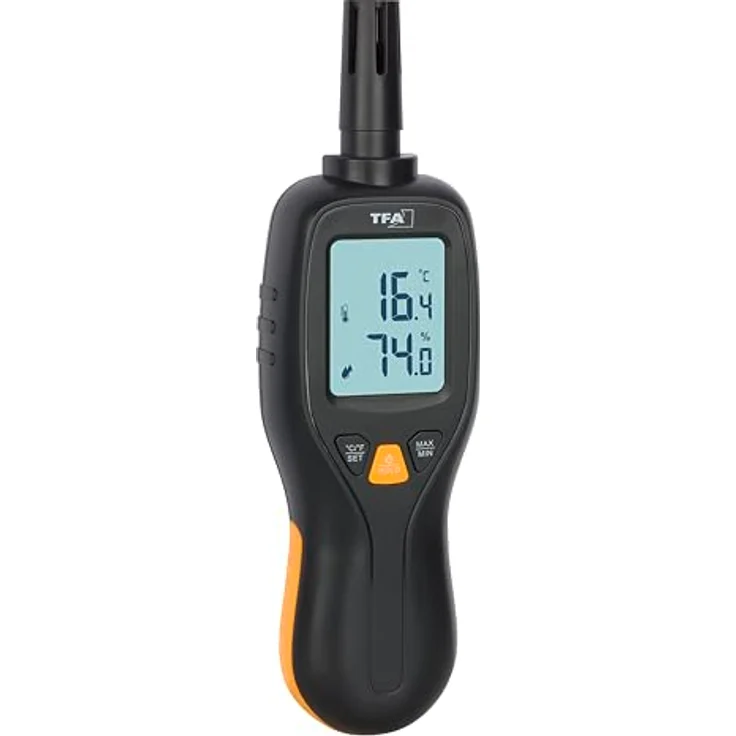 TFA Digitales Thermo-Hygrometer, präzises Thermometer + Hygrometer, Temperaturbereich -50 bis 70°C, Schwarz – Bild 1