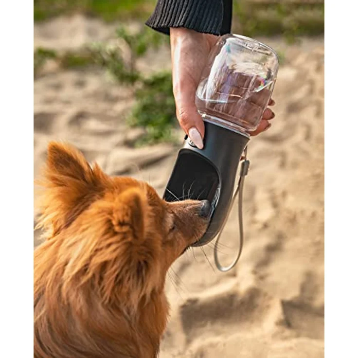 lionto 350ml Wasserflasche für Hunde tragbar auslaufsicher Trinkflasche für unterwegs Wasserspender, schwarz - Preisvergleich – Bild 2