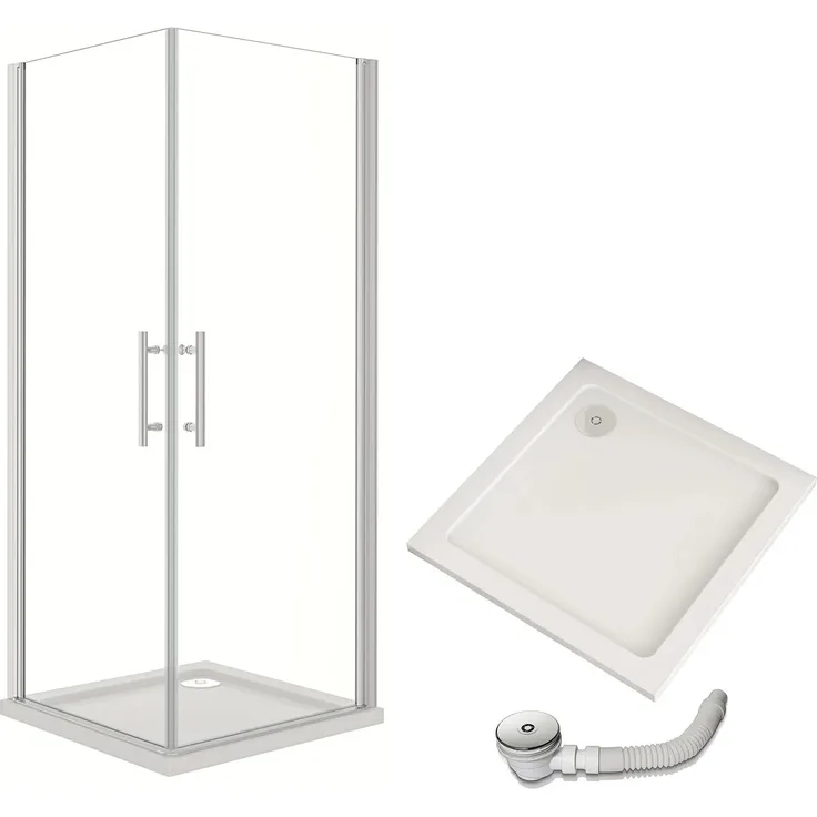 AICA Komplettduschkabine 70x70x195cm, mit NANO-Beschichtung, Chrom glänzend und Hebe-Mechanismus