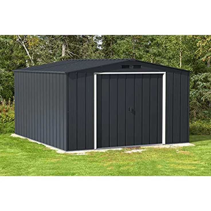 Duramax ECO 10 x 12 (11.03 m²) Metallgerätehaus, feuerverzinktes Metall gerätehaus - Geräteschuppen, verstärkte Dachkonstruktion, wartungsfreier und wetterfester Metallschuppen, Anthrazit – Bild 2