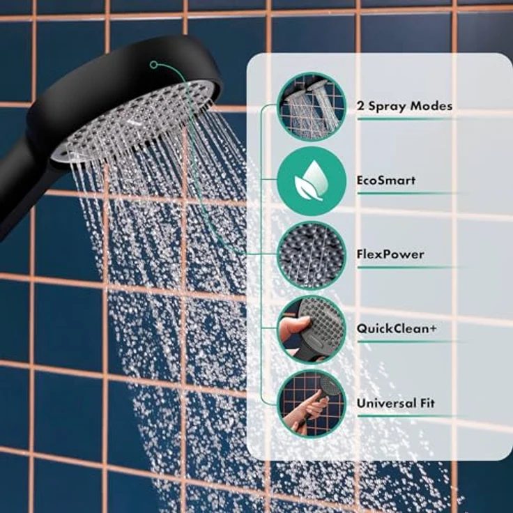 Hansgrohe Activera Select S Duschkopf 95 mm, Handbrause mit 2 Strahlarten, EcoSmart, mattschwarz – Bild 2