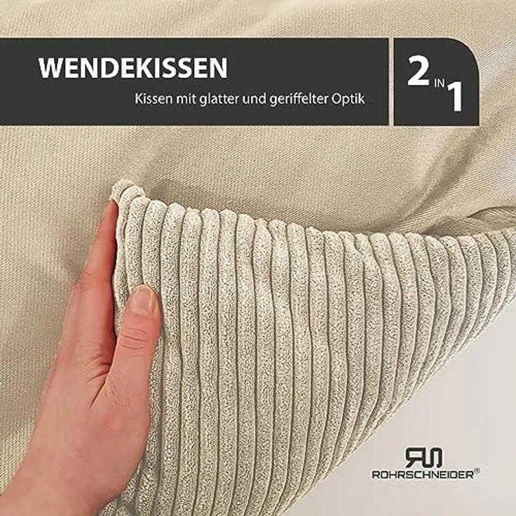 Rohrschneider Hundesofa Cord für mittelgroße und Grosse Hunde, hoher Rand, waschbarer Bezug, 100% Polyester, beige, B 90 x T 57 x H 26 cm, inkl. 2X Dekokissen – Bild 5