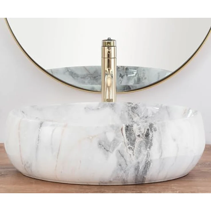 wohnwerk.idee Aufsatzwaschbecken Linda Granit Matt Marmor Naturstein 48,5x34 cm – Bild 5