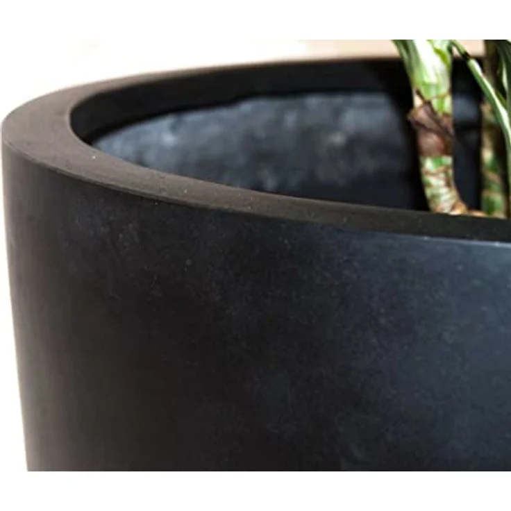 Elegant Einrichten Pflanzkübel Fiberglas Rund-Konisch D30xH30cm, Elegant-Schwarz-Matt, UV-beständig und frostsicher – Bild 2