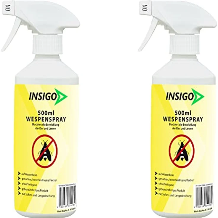 INSIGO Anti-Wespen-Spray 2x500ml | Fleckenfreie Wespenbekämpfung | Gegen Wespen Larven & Eier auf Wasserbasis – Bild 1