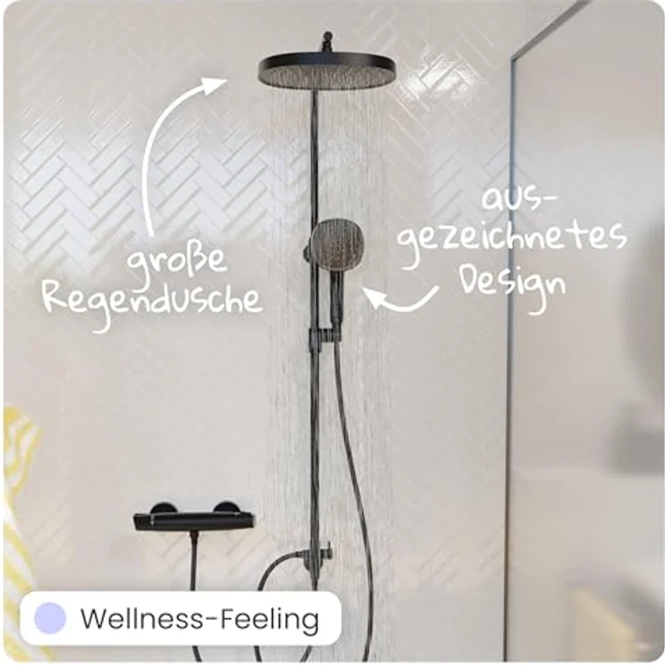 instmaier Duschsystem Cleo, große Regendusche mit iF Design Award 2025 Handbrause, 3 Strahlarten, wassersparende Nebel-Funktion – Bild 3