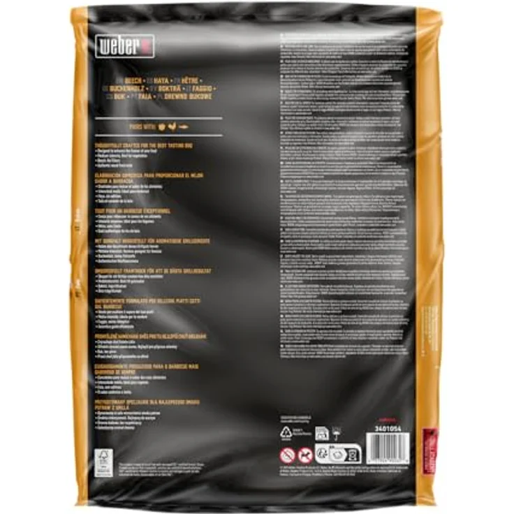 Weber Holzpellets Buchenholz (8kg) für Aroma-Räuchern von Gemüse, 100% natürlich, passend für alle Pellet Grills, Braun – Bild 2