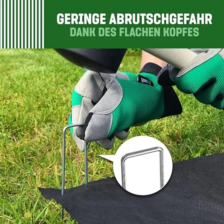 GardenGloss Anti-Rost Erdanker aus Stahl, stabile Bodenanker (50 Stück) für Unkrautvlies, Zaun & Camping, 150 mm lang, Ø 3 mm, U-Form mit scharf angespitzten Enden – Bild 4
