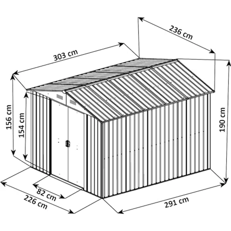 Zelsius Geräteschuppen mit Schiebetür (B) 236 x (T) 303 x (H) 190 cm | Anthrazit | Geräumiges Gartengerätehaus mit Fundament | Metall Gerätehaus mit Satteldach | Gartenhaus | Geräteschrank für Garten – Bild 2