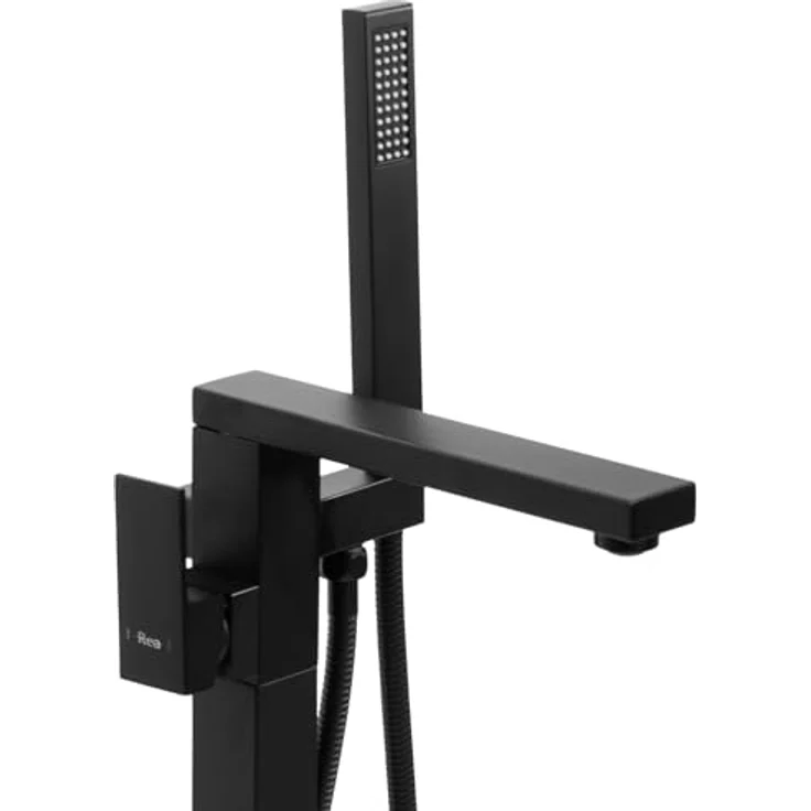 Rea TERY Freistehende Badewannenarmatur, Einhebel Mischbatterie mit Handbrause, schwarz, aus Messing, Wasserhahnhöhe 885 mm, Auslaufreichweite 200 mm – Bild 3
