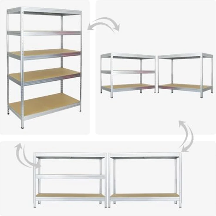 Proregal Schwerlastregal Rivet, 180 x 120 x 60 cm, 5 Böden, Traglast 250 kg pro Boden, verzinkt – Bild 6