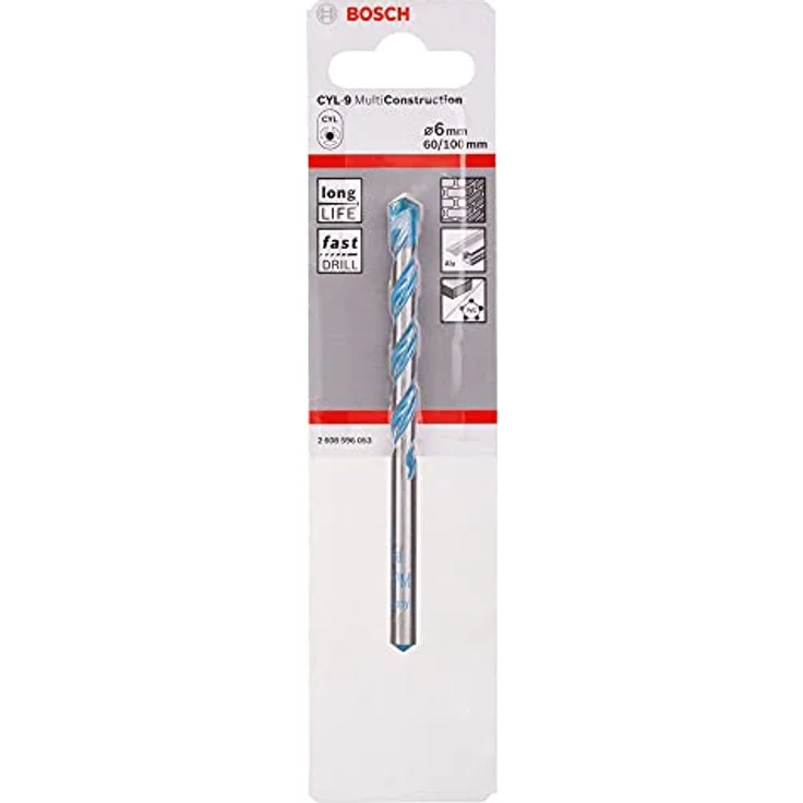 Bosch CYL-9 MultiConstruction-Bohrer 6mm, präzises Bohren in allen Materialien mit Zentrierspitze und Dura-Design – Bild 1