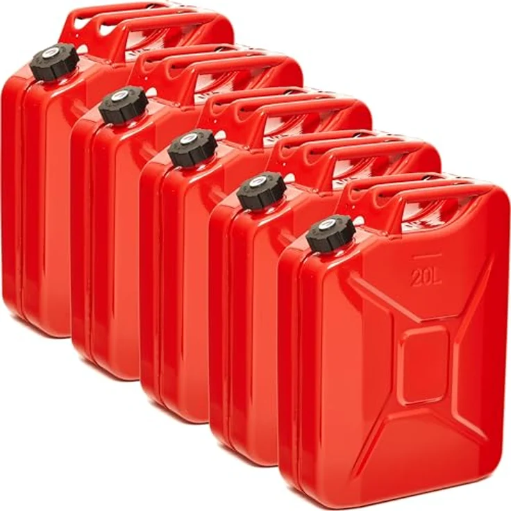BW® Benzinkanister Metall 20 Liter, Rot RAL 3000, TÜV-geprüft, UN-zugelassen, 0,9mm Stahl, mit Schraubverschluss, für Benzin und Diesel – Bild 1