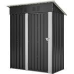 Thanaddo Geräteschuppen Gerätehaus 152 x 84 x 182 cm, 1,5m³ Stauraum wetterfest Gartenschuppen aus Metall, Anthrazit - Pultdach, Belüftungslöcher, Abschließbare Tür