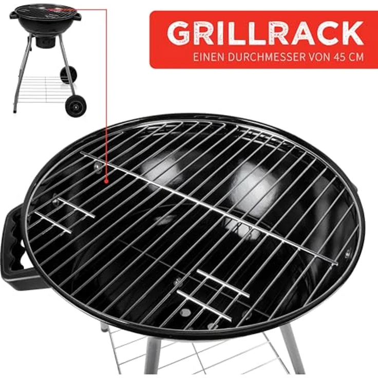 BBQ Collection Kugelgrill - Holzkohlegrill mit ein Lufteinlass im Deckel - Aschebehälter - 45cm - 83cm Höhe – Bild 11