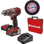Einhell Akku-Schlagbohrschrauber TP-CD 18/50 Li-i BL FC Bayern Power X-Change (18 V, 50 Nm, Brushless, 2-Gang-Getriebe, inkl. 2x 2,0 Ah Akkus, Ladegerät, Koffer)