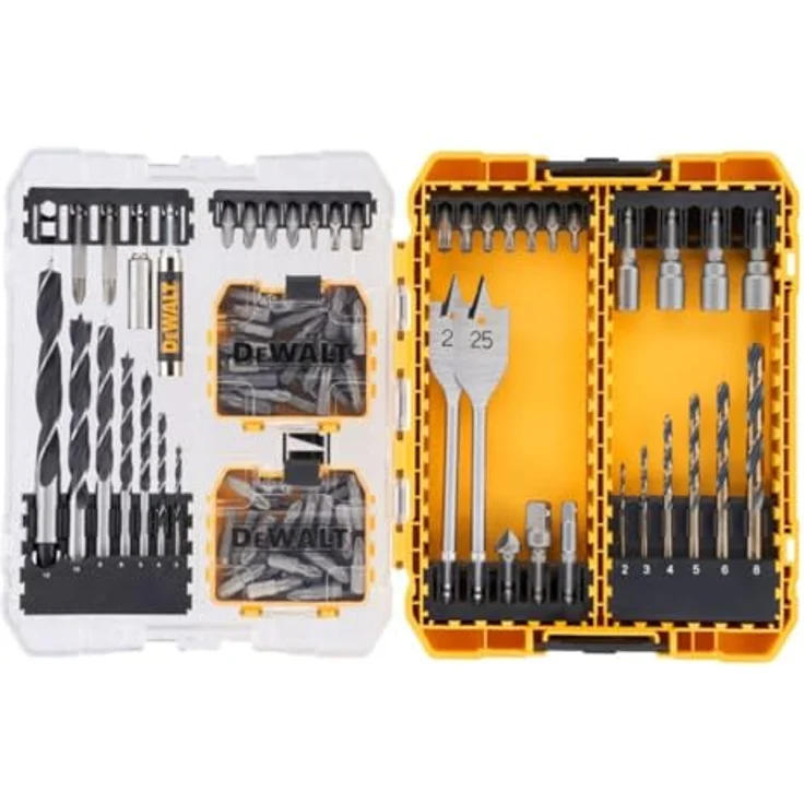 DeWalt DT70784-QZ 100-teiliges Bohrzubehör-Set im mittleren Koffer, schwarze und goldene Bohrungen, Schlüssel-Holzbohrgrößen, gemischte Schraubendreher-Sets – Bild 1