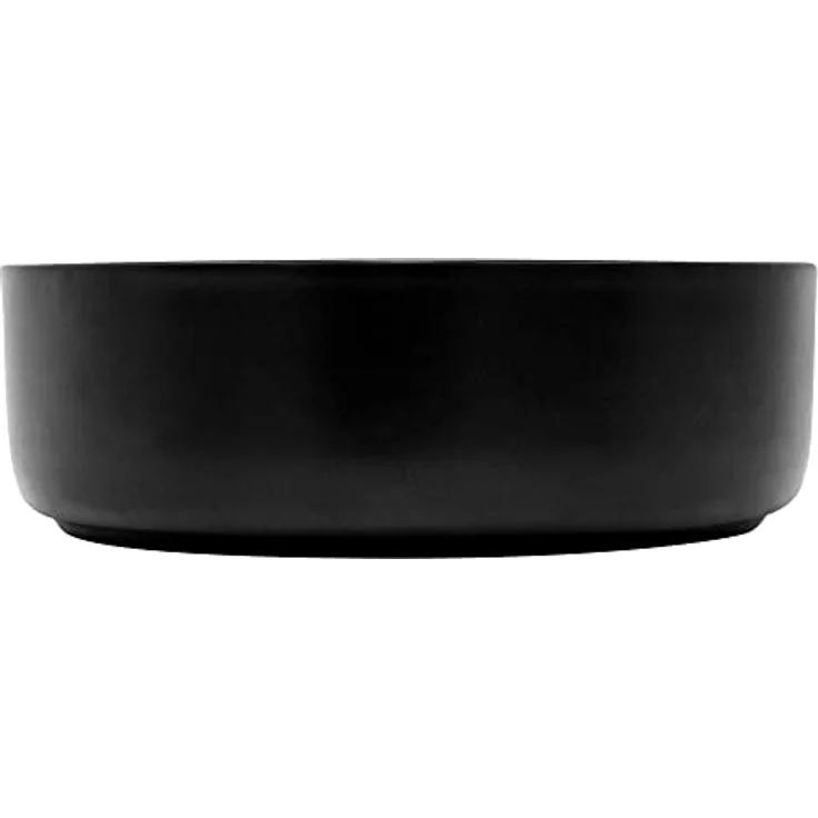 LuxeBath Waschbecken Aufsatzwaschbecken aus Keramik für Badezimmer/Gäste-WC, Rund, Schwarz, Ø 360 x 120 mm, Armatur mit Standard-Anschluss – Bild 3