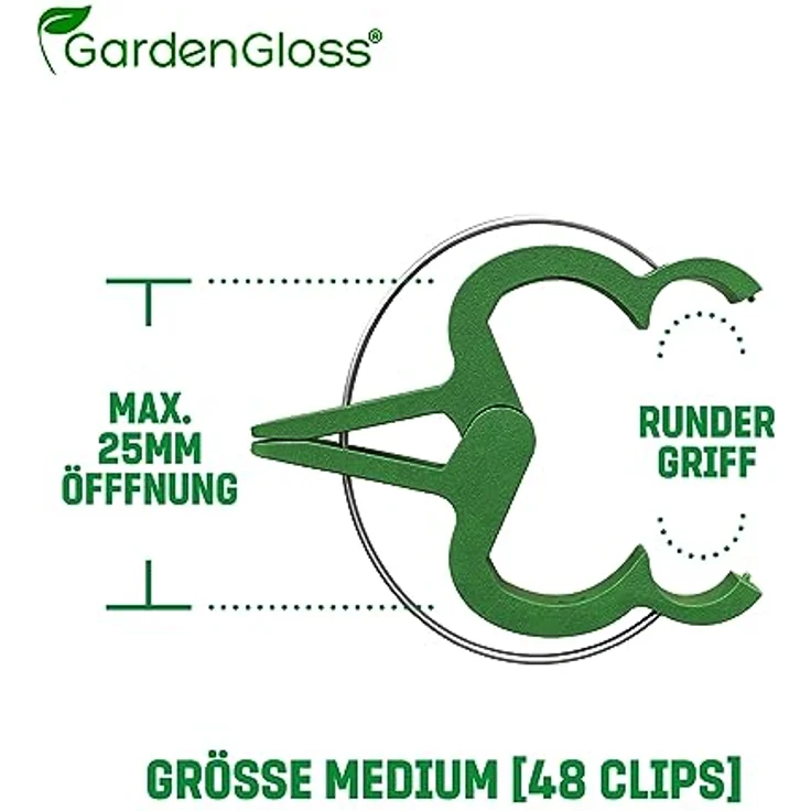 GardenGloss 48 Pflanzenclips Klein - Stabile Pflanzenklammern für Tomaten, Rosen und Gurken - Einfache Rankhilfe für Kletterpflanzen – Bild 2