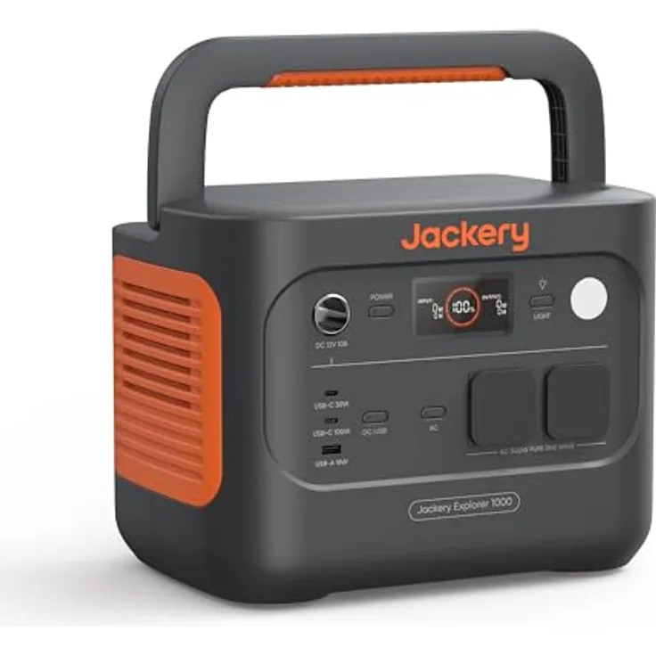 Jackery Explorer 1000 v2 Tragbare Powerstation, 1070Wh LiFePO4 Solargenerator, 1500W AC/100W USB-C Ausgang, 1 Std. Schnellladung - Outdoor Camping, Wohnmobil, Notfall