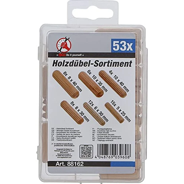 BGS Do it yourself Holzdübel-Sortiment, 53-tlg. mit Dübelgrößen Ø 5 - 10 mm im Sortimentskasten – Bild 5