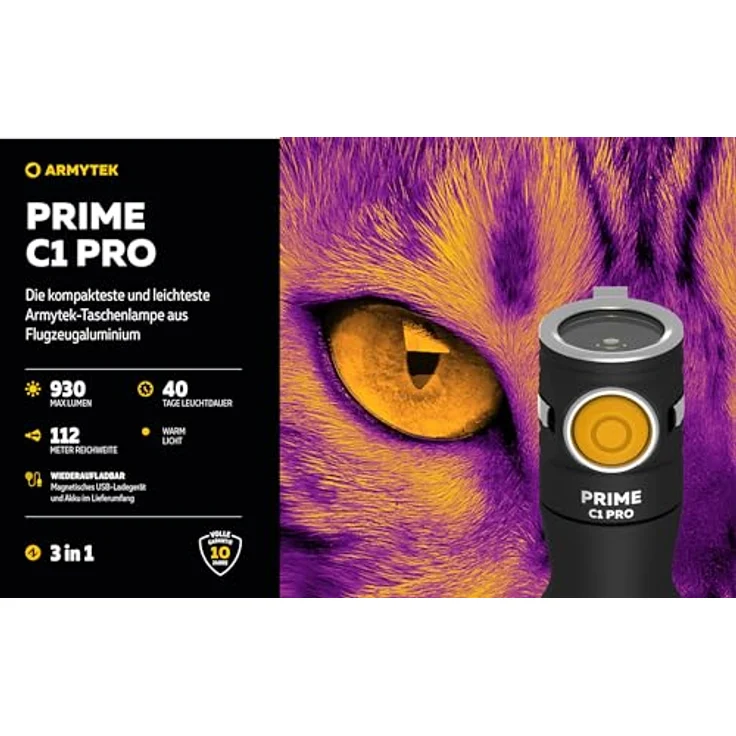 Armytek Prime C1 Pro Warmweiss LED-Lampe Magnet USB 930 lm – Bild 2