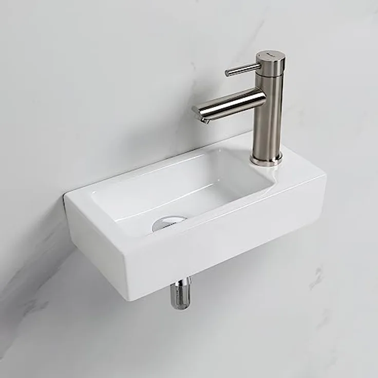 Ibergrif Hänge-Waschbecken, 29x20.5x9 CM, Einfache Reinigung und Installation, Geeignet für Badezimmer, Weiß, Keramikmaterial