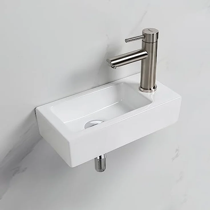 Ibergrif Hänge-Waschbecken, 29x20.5x9 CM, Einfache Reinigung und Installation, Geeignet für Badezimmer, Weiß, Keramikmaterial – Bild 1