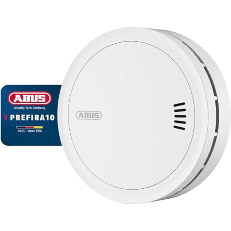 ABUS Rauchmelder Prefira 10, Q-Label zertifizierter Rauchwarnmelder mit 10-Jahres-Batterie, großer Prüftaste und Fehlalarm-Schutz mit Insektenschutzgitter – Bild 1