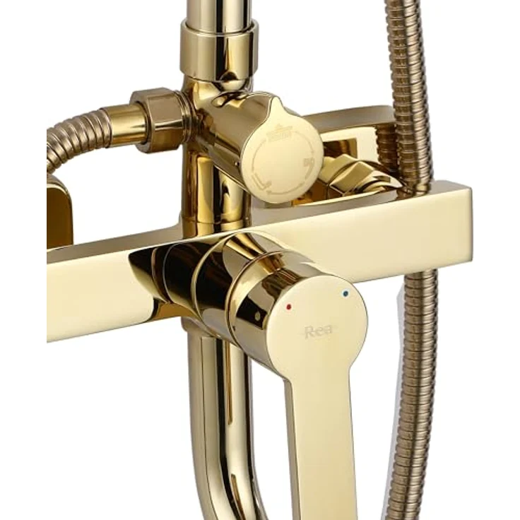 wohnwerk.idee Duschsystem Design Duscharmatur mit Regenbrause und Handbrause, verschiedene Farbvarianten in Kupfer matt, Gold poliert, Titan, Schwarz und Chrom – Bild 5
