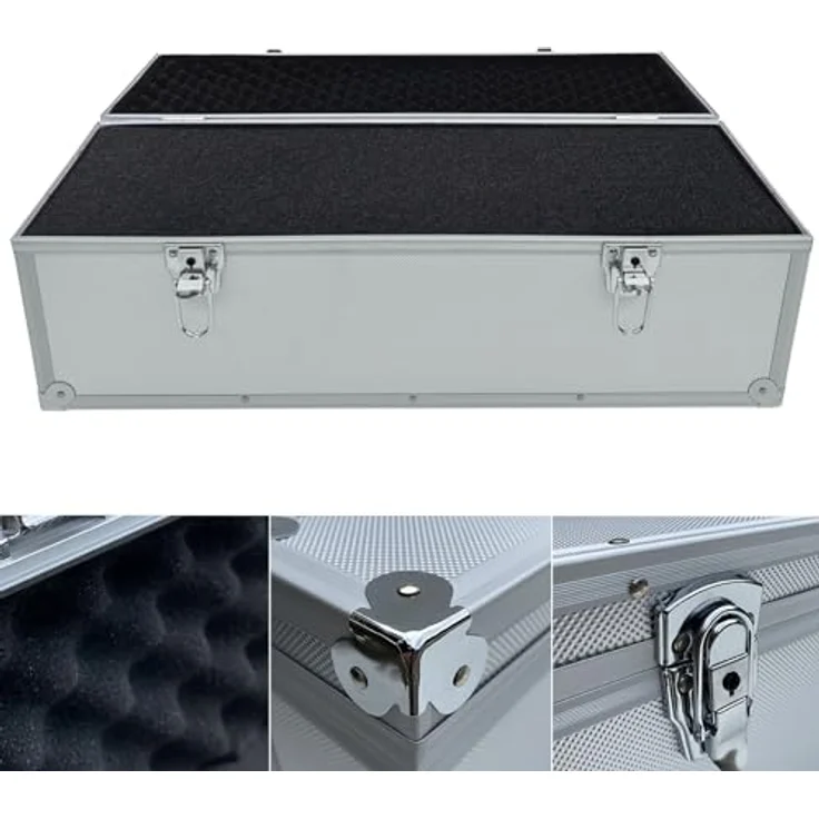 ECI Tools Werkzeugkoffer Alubox Alukoffer Silber 60 cm, Aluminium/Kunststoff, individuell anpassbare Polsterung aus Schaumstoff/Würfelschaum, stoßgeschützte Ecken – Bild 2