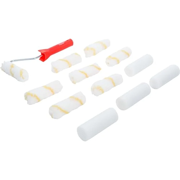 BGS technic Lackroller-Satz, 76515, 13-teilig, ergonomische Griffe, stabile Stahlbügel, für glatte und leicht strukturierte Oberflächen – Bild 1