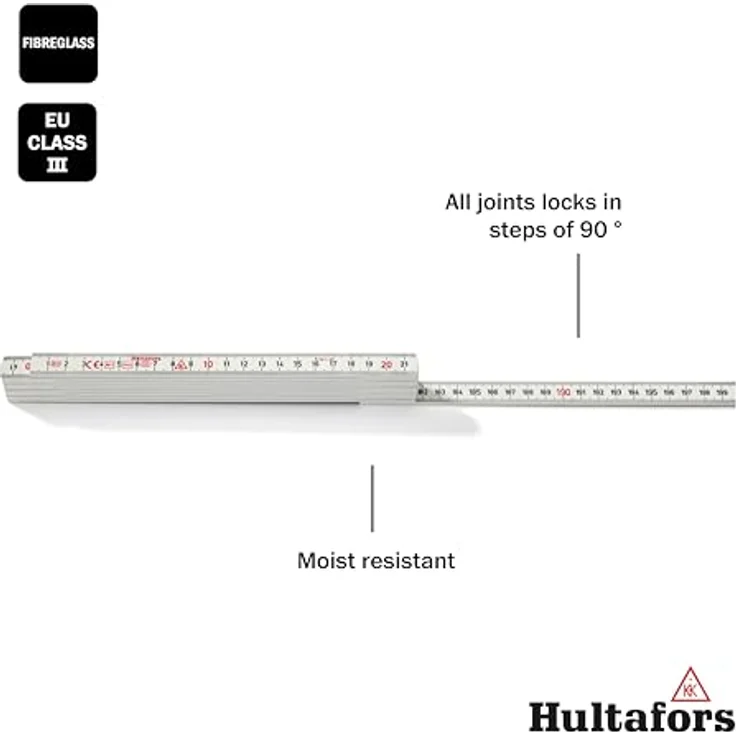 Hultafors Gliedermassstab Kunststoff 2m weiss – Bild 5