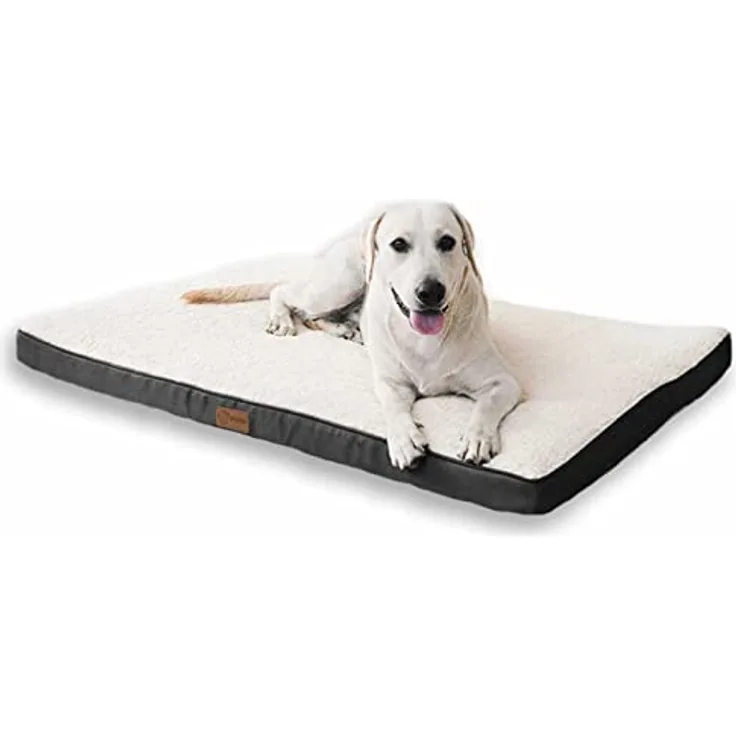 Monkimau orthopädisches Hundebett für große Hunde Hundekissen Hundedecke Hundematte flauschig waschbar, grau beige (XL - 110 x 80 x 8 cm)