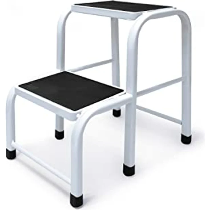 DRABEST - Tritthocker - 2 Stufen - Podest aus Aluminium - rutschfeste Oberfläche - 23 cm hoch - Trittstuhl, Leiter - bis zu 150 kg belastbar - für Haushalt, Werkstatt – Bild 2