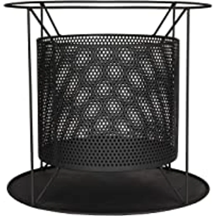 La Hacienda Kora Feuerkorb - Feuerkorb für den Garten - Feuertonne & Feuerstelle - Feuerschale Feuerkorb aus stabilem Stahl - Mit Grillrost & Schürhaken zum Kochen - 44x44x40 cm