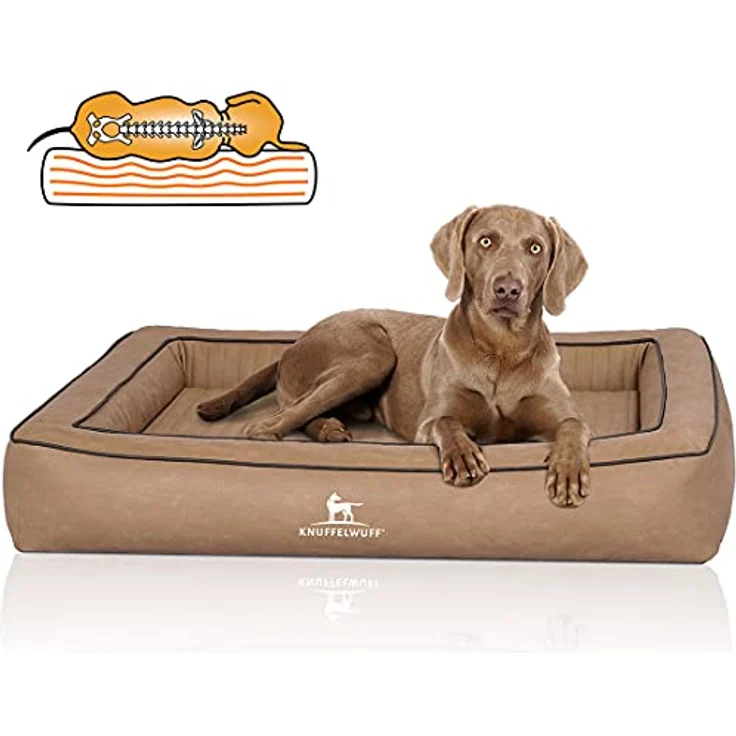 Knuffelwuff Orthopädisches Hundebett Montego XXXL 155 x 125cm Camel, Formstabil & Gelenkentlastend – Bild 1