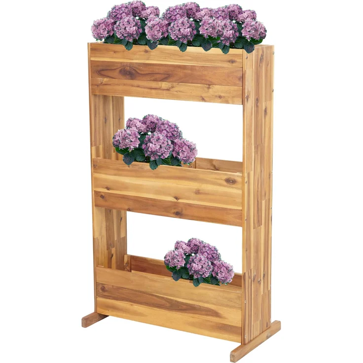 MCW Hochbeet L20, Pflanzkasten aus FSC-zertifiziertem Akazienholz, rückenschonende Arbeitshöhe, für Garten, Terrasse und Balkon