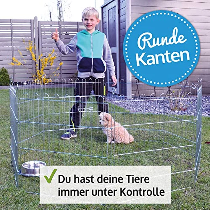 zooprinz premium XXL Freilaufgehege, mit Schutznetz und optionalem Bodenschutz, ideal für Kleintiere und Hunde/Welpen, winterfest, für drinnen und draußen – Bild 4