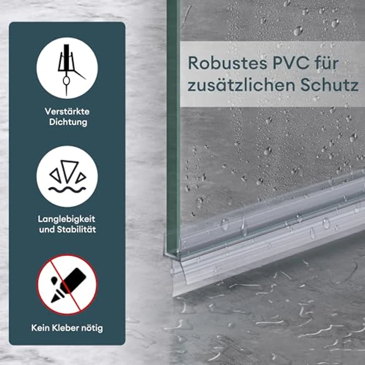 Mai & Mai Duschdichtung PVC H009 | Ersatzdichtung für Duschtüren & Duschkabinen, transparent, für 6mm Glasstärke, Länge: 60cm – Bild 3