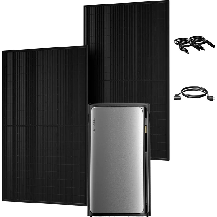 Powerness Balkonkraftwerk mit EcoFlow STREAM Pro 1,92kWh Speicher & 2x JA Solar 1000W Bifazialmodulen, Plug & Play, 0% MwSt.