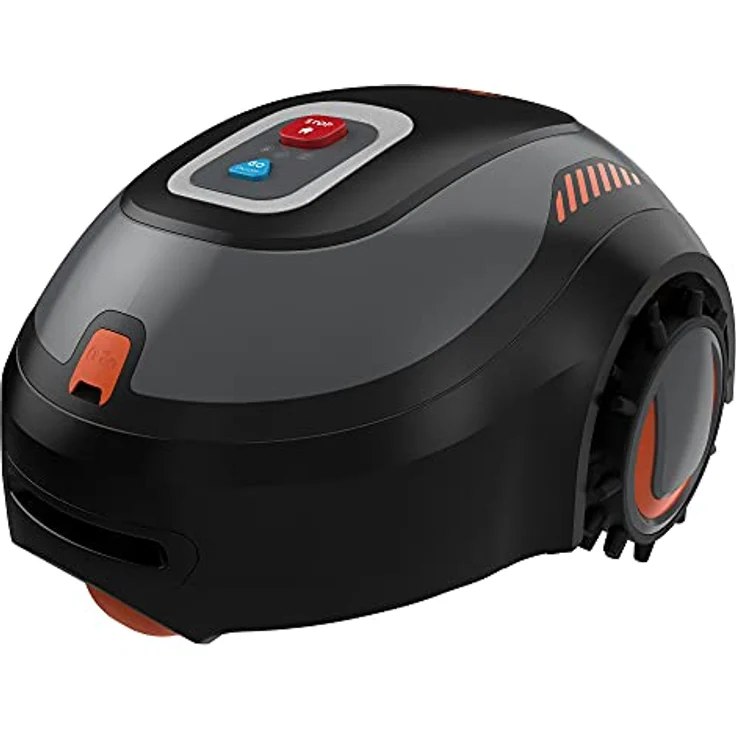 Black+Decker Mähroboter BCRMW123 (kompakter Akku-Rasenmäher für Rasenflächen bis 700m², 18 cm Schnittbreite, Schnitthöhe 15-60 mm, Steigungen bis 30%, mit Bluetooth-Steuerung via App, Diebstahlschutz) – Bild 2