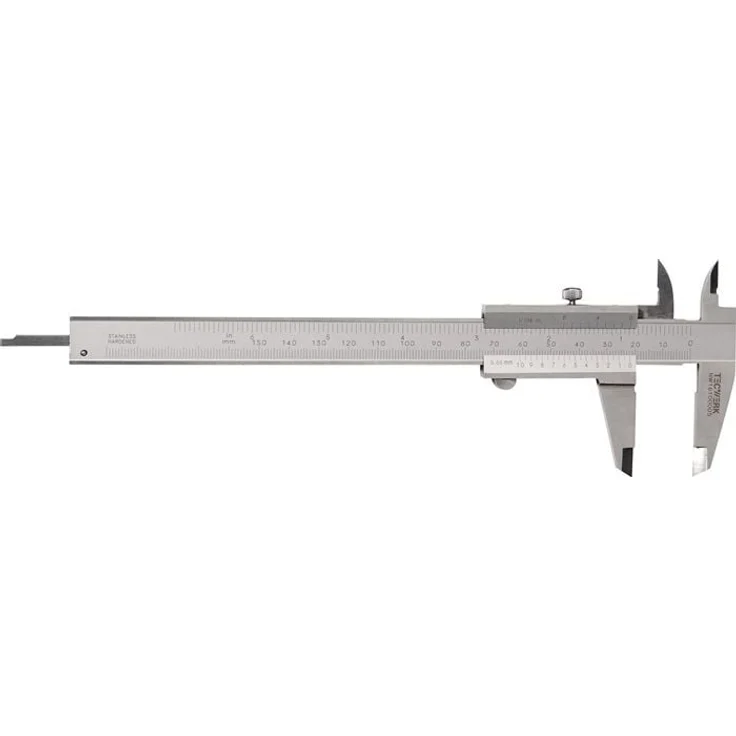 NORDWEST Taschenmessschieber DIN 862, 150mm mit Schrägrechteck für Linkshänder, mattverchromt