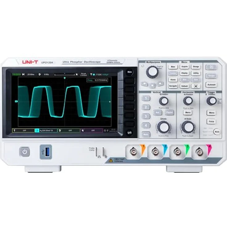 UNI-T UPO1000 Serie 200MHz 4Ch DSO Ultra Phosphor Digital Oszilloskop mit Cursorfunktion und FFT-Analyse