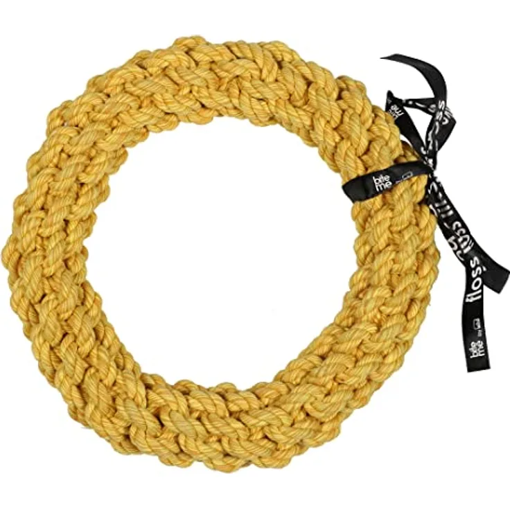 EBI, Da-Chain' Ring, geflochten, 28 cm, Gelb, Baumwolle, fest gedreht, gemischte grüne Farbe, hochwertig, bis ins Herz, trägt zu gesunden Zähnen und Zahnfleisch bei