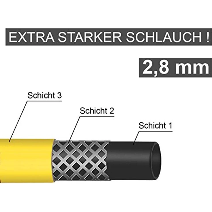 HELO Gartenschlauch 20 m (3/4" Zoll) gelb, verstärkter 3-Schichten Wasserschlauch aus flexiblem PVC, 10 Bar Berstdruck, elastisch und leicht zu bewegen – Bild 2