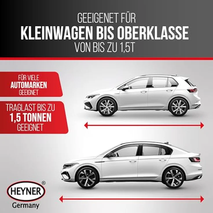 HEYNER® MultiLift M PRO, Scherenwagenheber 1,5t mit Kurbel, austauschbarem Gummipad, Hubhöhe 112–395mm, Schwarz, TÜV Rheinland und GS-geprüft – Bild 6