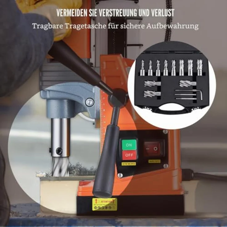 VEVOR Kronenbohrer-Set Metall 13 tlg. HSS mit 25,4 mm Schnitttiefe, Zubehör für Magnetbohrmaschinen, inkl. Inbusschlüssel und Führungsstiften – Bild 5